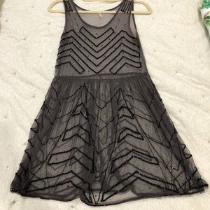 Free People Gray beaded dress